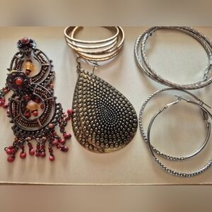 Elegant Gold and Silver Hoop Earrings Set